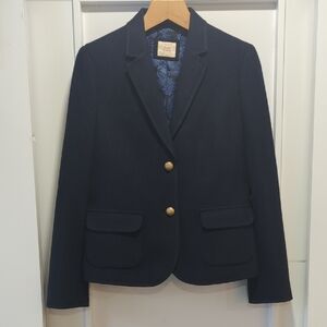 Brooks Brothers Navy Blue Wool Blazer with Gold Buttons
